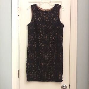 Max Studio Black Sleeveless Mini Dress Floral Lace Embroidered Sequin Si…